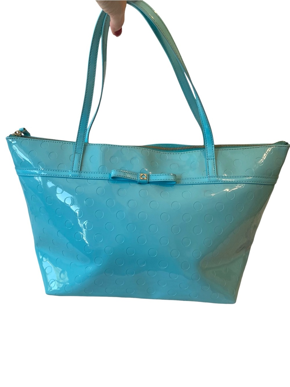 Kate Spade Camellia Street Sophie Tote Robin’s Egg Blue Aqua Patent Bow